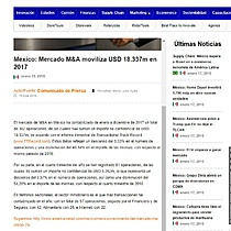 Mxico: Mercado M&A moviliza USD 18.337m en 2017